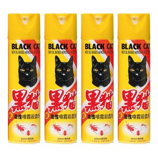 黑貓 油性噴霧殺蟲劑, 600ml, 4瓶