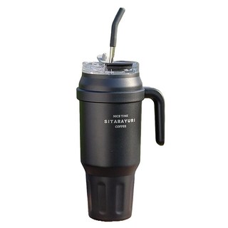 Sitarayuri 手提冰霸杯 304不鏽鋼內膽 贈吸管, 尊爵黑, 1.48L, 1個