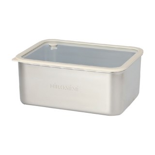 Hiromimi 可微波不鏽鋼保鮮盒 1000ml 矽膠玻璃蓋, 銀色, 1個