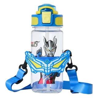 Kikimmy 超人力霸王 兒童TRITAN水壺杯套組 可調整式揹帶, ZERO 藍色 + 透明色 + 黃色, 500ml, 1個