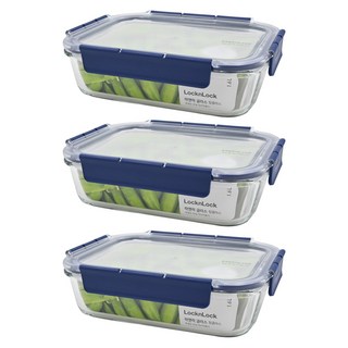 LocknLock 樂扣樂扣 頂級透明耐熱玻璃保鮮盒, 3個容器 + 3個蓋子, 3個