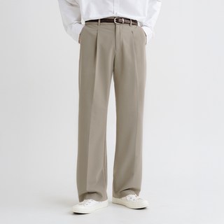 ZETA 男士單褶半寬版隱藏式鬆緊帶西裝褲