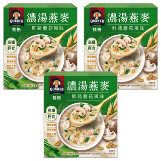 QUAKER 桂格 濃湯燕麥 鮮蔬蘑菇風味 5包入, 215g, 3盒