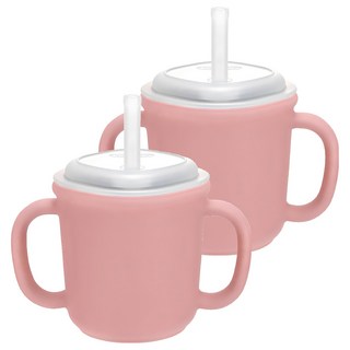 에디슨 스스로 실리콘 양손 빨대컵, 200ml, 2개, 핑크