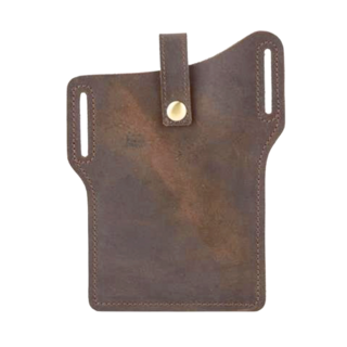 真皮頭層瘋馬牛皮男士手機包腰包 咖啡色 重量58g, 13.8 x 17.5 x 0.5cm