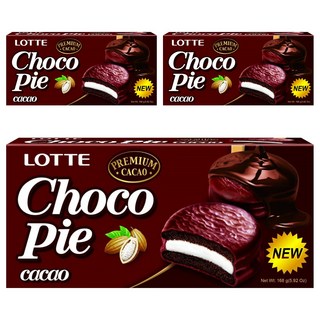 LOTTE 樂天 黑巧克派 6顆 Set, 濃郁黑巧克力, 柔軟夾心棉花糖, 168g, 3盒