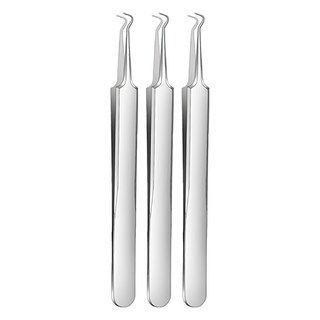 SUNDEN 極 專業精密彎頭粉刺夾 不鏽鋼材質 銀色, SD1642, 3個