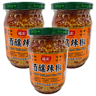 龍宏 酒釀辣椒 台灣朝天椒與精純米酒 無添加防腐劑, 360g, 3罐