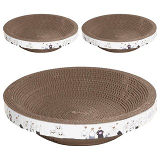 高精寵物 圓形貓抓窩, 木板色, 3個