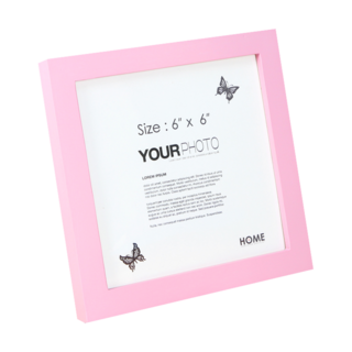 iINDOORS 英倫家居 北歐簡約實木相框 6 x 6吋 200g, 粉紅色, 1個
