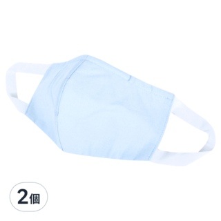 Osun 3D立體3層防水運動透氣布口罩 成人用 台灣製 CE322, 淡藍色, 1個裝, 2個