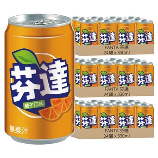FANTA 芬達 橘子汽水 經典易開罐 勁享休閒時刻 Fun出樂趣味 源自天然色素、不含人工香料, 330ml, 72罐