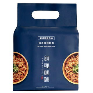 大師兄銷魂麵舖 銷魂麻辣粗麵 Set Q彈有嚼勁 以數十種中藥及蔬果手工熬煮 無添加防腐劑, 4包