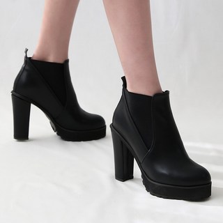 dangolunni 女款鬆緊帶性感防水台高跟踝靴