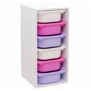 ㄚ比比比 橫式小號抽屜櫃, 白粉紫, 6抽