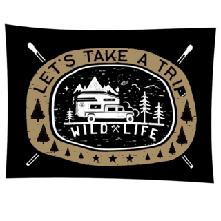 Wild Peak 野峰 露營美學 風格掛布，布料厚實，鎖邊緊密，環保數位滿版印刷, 200 x 150cm, W款 野遊森活, 1件