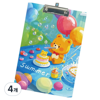 머니풀 드로잉 베어 학생 클립보드 A4, 4번 여름, 4개