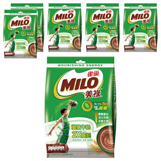 MILO 美祿 雙倍牛奶2X高鈣 可可麥芽飲品，活力維生素B群，無添加香料、色素、防腐劑, 30g, 14包, 6袋