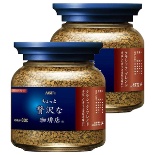 AGF 微奢華咖啡店 咖啡罐 藍紅標 經典贅沢, 80g, 1入, 2罐