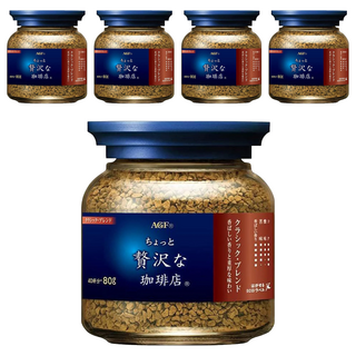AGF 微奢華咖啡店 咖啡罐 藍紅標 經典贅沢, 80g, 1入, 5罐