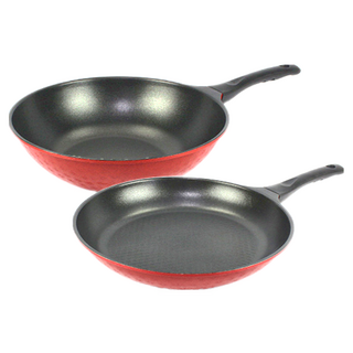 Kitchen-Art 鑽石不沾鍋 2件組, 紅色, 30公分底鍋 + 30公分炒鍋, 1組