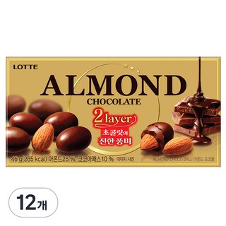 LOTTE 樂天 杏仁巧克力球, 46g, 12盒