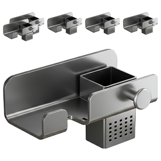 太空鋁吹風機置物架, 免打孔安裝, 防鏽耐磨, 浴室/房間適用, 槍灰, 6個