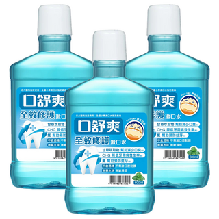 SHITEH 西德 口舒爽 全效修護漱口水 無酒精配方 含甘草萃取, 600ml, 3瓶