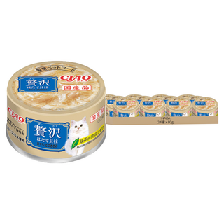 INABA 奢華系列 豪華罐, 干貝 + 魚 + 雞肉, 80g, 24罐