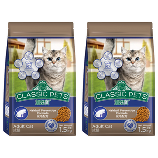 CLASSIC PETS 加好寶 成貓 乾飼料 化毛配方 含Omega 3 & 6, 雞肉, 1.5kg, 2袋