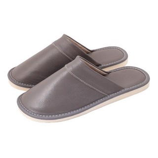 LIKEHOUSE 喜番屋 真皮頭層牛皮全皮軟底室內拖鞋 LS09, 灰色, 1雙