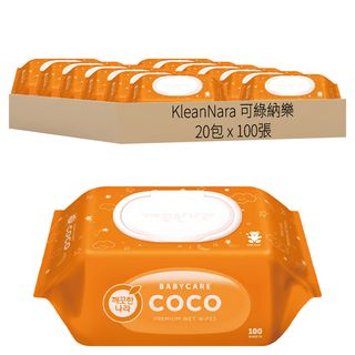 KleanNara 可綠納樂 COCO 濕紙巾, 100張, 20包