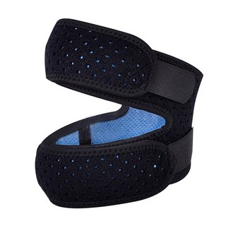 LDX 極致透氣雙重加壓減震髕骨帶 四點交織固定 膝窩排汗透氣, FREE(長約62 cm 寬約18 cm)可調節, 1個, 黑色