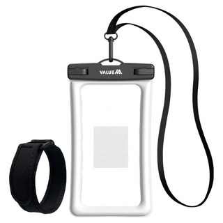 밸류엠 4중 잠금 대형 스마트폰 방수팩 + 넥스트랩 + 암밴드, 1개, 화이트