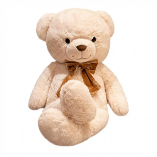 Sunjam Love Smile Bear 大型緞帶熊玩偶, 1個, 90cm, 白色