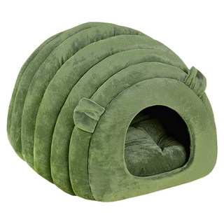 Kyhome 卡通立體加厚保暖寵物窩/可拆卸半封閉式寵物睡窩, 綠色, 1個