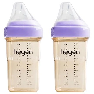 hegen 金色奇蹟PPSU多功能方圓型寬口奶瓶2入組 漾紫色 240ml, 1組