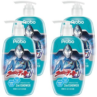 Probo 博寶兒 ULTRAMAN 活力泡泡露 胺基酸潔淨 3in1沐浴露, 500ml, 4瓶