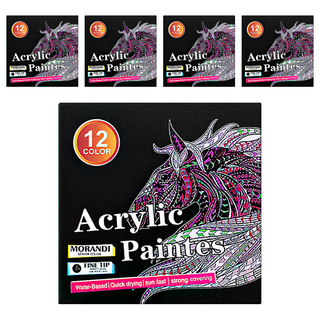 上手家居 莫蘭迪色丙烯馬克筆 12色 - 色彩柔和、覆蓋力強、持久不褪色, 5盒