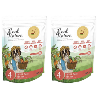 REAL POWER 瑞威 全齡犬 天然平衡 乾飼料, 4號 河岸雁鴨 500g, 提供結紮狗狗營養呵護, 健康調理, 鮮肉(鴨肉、鮭魚、火雞), 2包