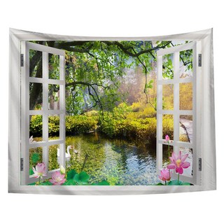 半島良品 北歐風裝飾掛件 橫款 150 x 130cm 窗景荷塘 50g, 1件