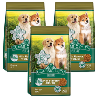 CLASSIC PETS 加好寶 幼犬乾狗糧 牛奶口味 Omega 6和鋅 均衡的碳水化合物, 2kg, 3袋