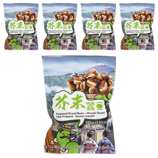 六福風味蠶豆芥末 香酥脆口台式零食, 100g, 5包