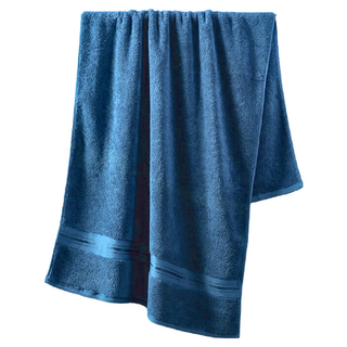 星紅織品 奢華風緞檔厚感重磅浴巾, 100%純棉 160*80cm 靛藍色, 1件