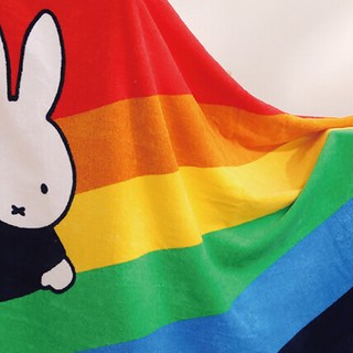 星紅織品 正版授權米飛兔加寬割絨材質純棉浴巾 80x140cm 100%純棉, 繽紛彩虹, 1條