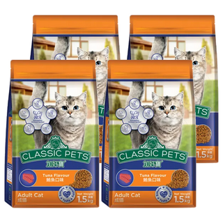 CLASSIC PETS 加好寶 成貓用乾糧 添加多種維生素 魚油內涵DHA 顆粒質地, 鮪魚, 1.5kg, 4袋