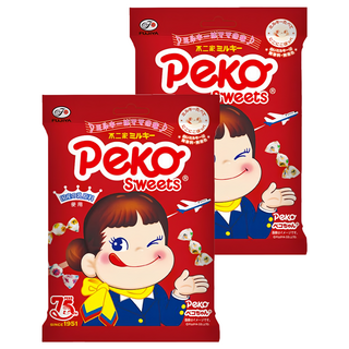 FUJIYA 不二家 Peko 牛乳糖 日本原裝進口 無香料 無著色, 80g, 2袋