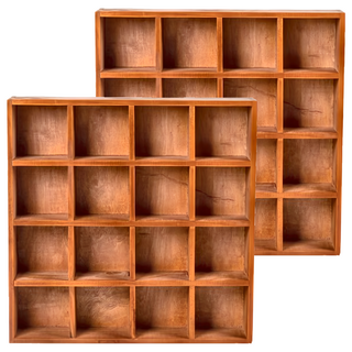 樂嫚妮 復古實木宮格置物架 16格, 松木色, 2個