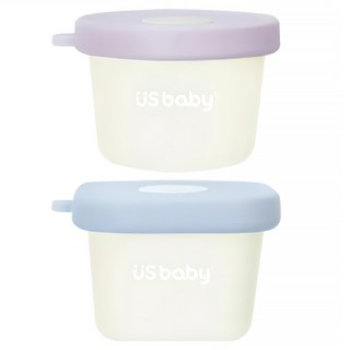 US baby 優生 C'est bon 矽膠輔食盒, 2個, 藍色 + 紫色