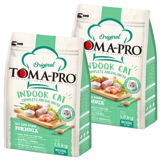 TOMA-PRO 優格 室內貓 乾飼料，1.5kg，全齡貓配方，添加藜麥，腸益菌，高蛋白, 雞肉 + 米, 2袋